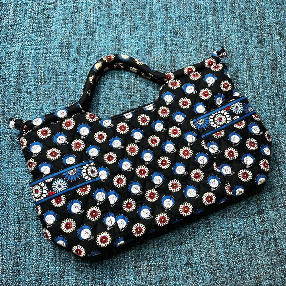 Vera Bradley Gabby Purse in Night Owl Print Bird Print Hand Bag Black Blue